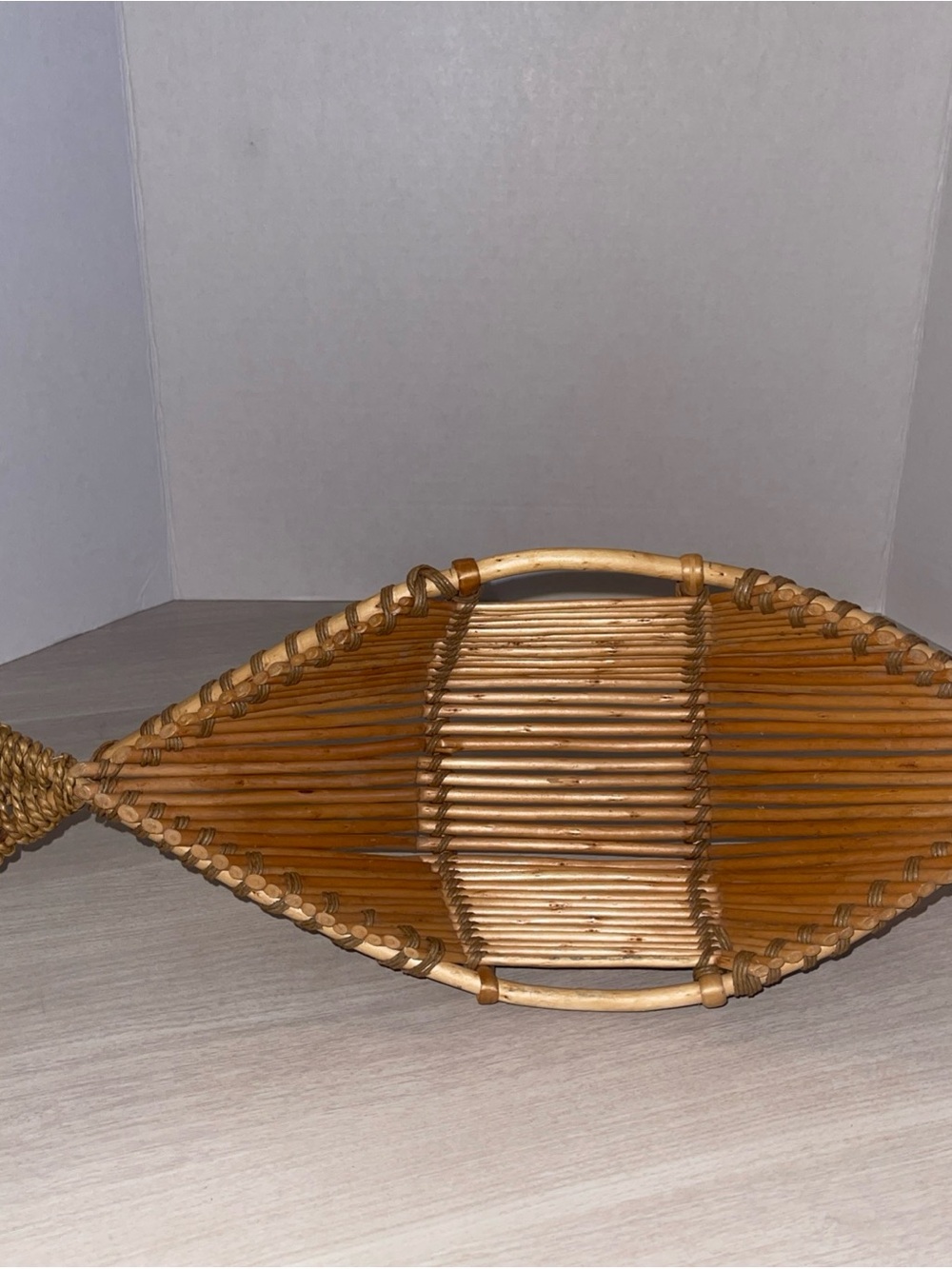 Vintage Large Fish Shaped Decorative, Bread Basket Wall Décor, Bohemian Retro - Picture 3 of 9